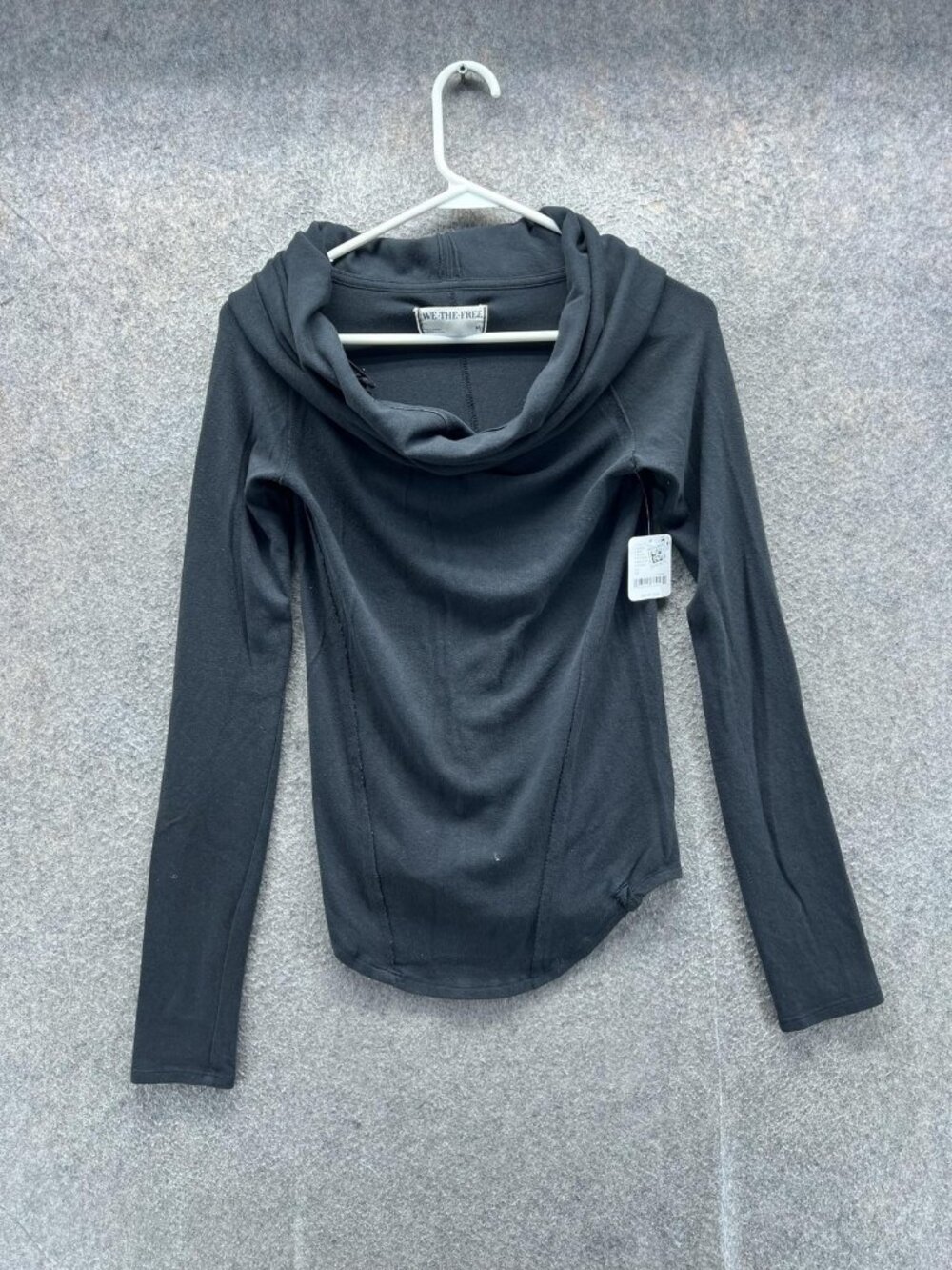 We The Free Shirt Women Medium Black Cowl Neck Long Sleeve Jersey Top Casual